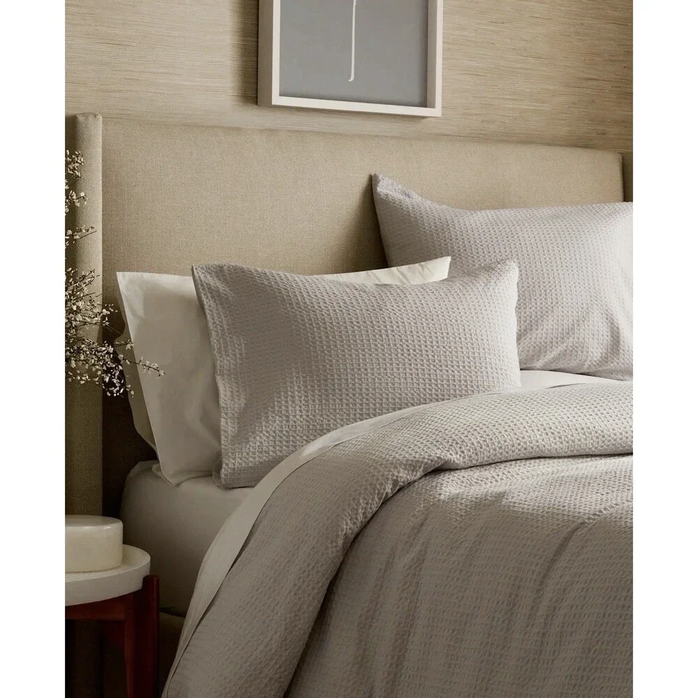 QUINCE ORGANIC LUXE HONEYCOMB STANDARD SHAM SET| Light Gray | MSRP $39.90